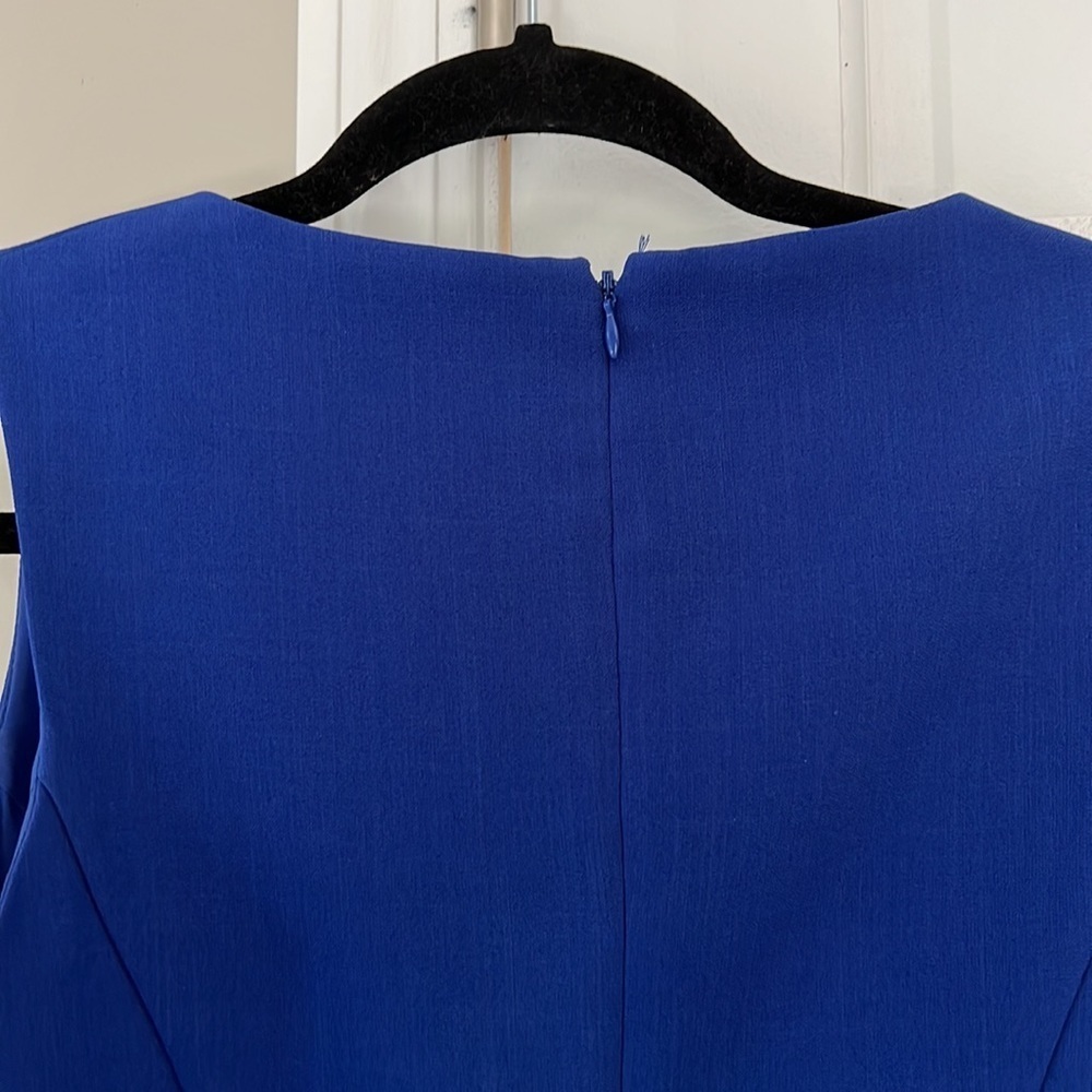 Anne Klein Sleeveless Blouse Peplum Drape Asymmetrical Detail Royal Blue - Picture 4 of 4